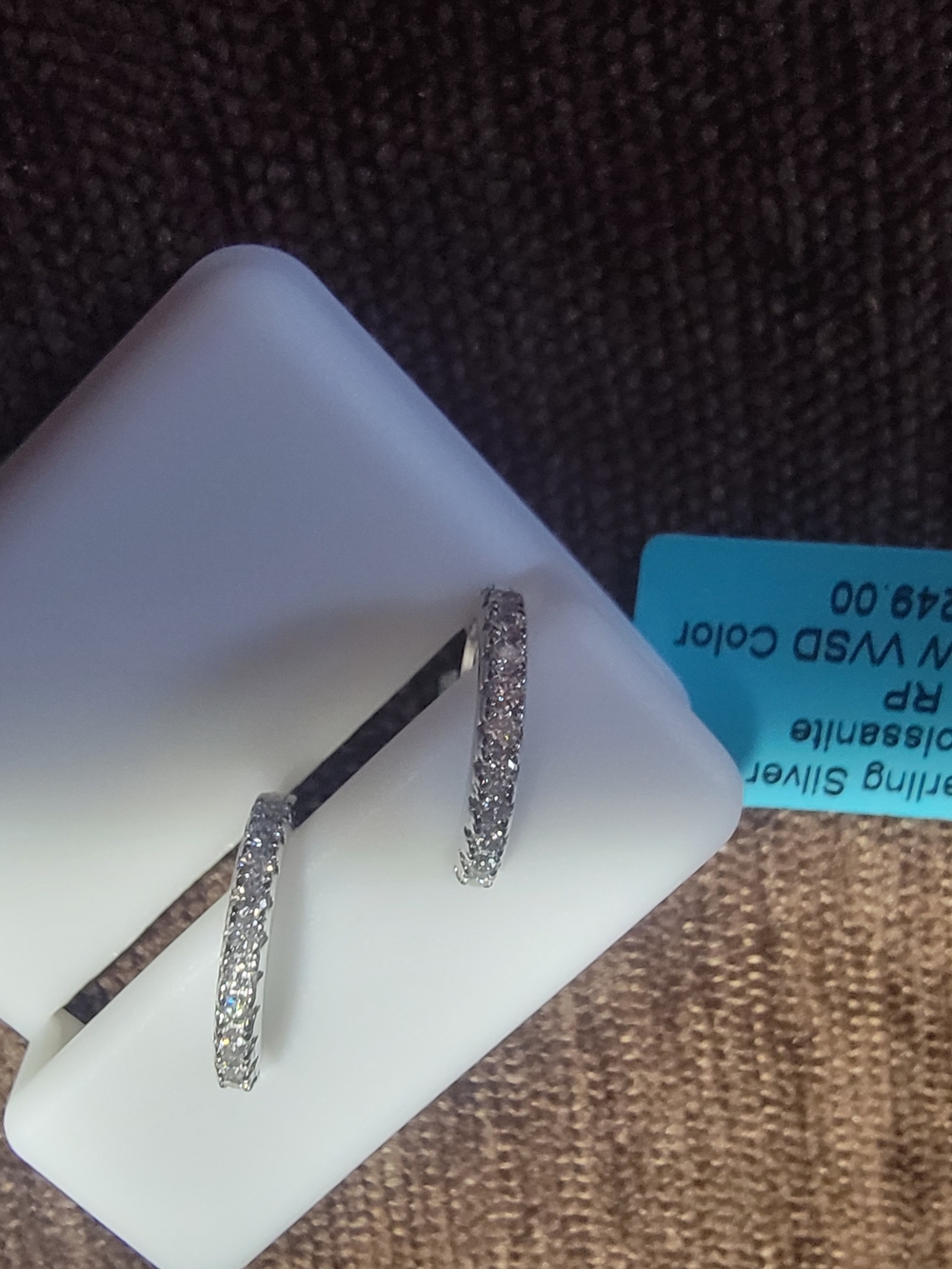 Sterling Silver  .33 Moissanite Pavé Hoop Huggy  Earrings in Silver